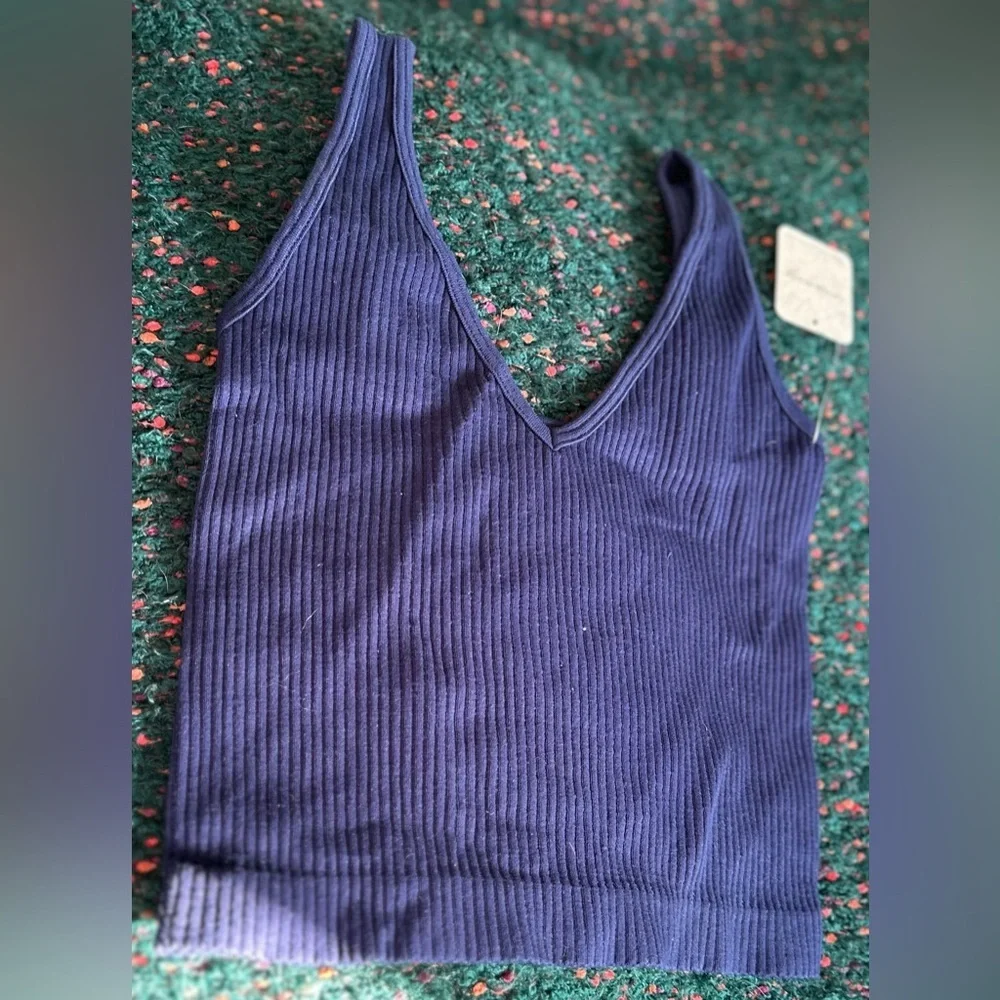 ‼️RARE‼️🎸Free People🎸🔥NWT🔥Solid Ribbed Brami in Navy—XS/S
